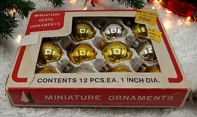 Vintage Miniature Silver & Gold Glass Christmas Tree Ornaments Kmart • $12.99