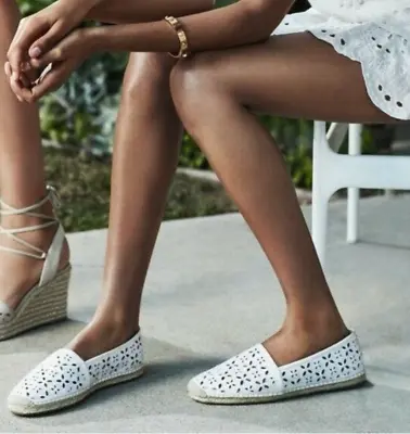 Michael Kors Darci Cutout Espadrille Flats Cream/Ivory Size 7 • $55.99