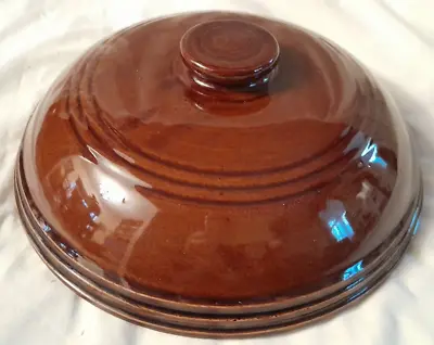 Large Vintage Heavy Brown Glazed Ceramic Bean Pot Replacement Lid  For 9  Pot • $9.99