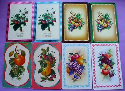 8 Single Vintage Swap Playing Cards/blank Backs Fruits Strawberries Etc Pairs • $2.80