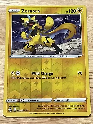 Zeraora - 102/264 - Reverse Holo - Fusion Strike - NM/M - Pokemon Card • $2.95