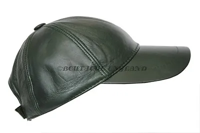 BASEBALL Dark Green Men's Ladies Real Soft Nappa Leather Hip-Hop Cap Hat  • £24.99