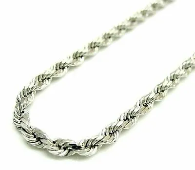 $28.02 • Buy Solid 925 Sterling Silver Italian Rope Chain Mens Necklace 3.50mm - Diamond Cut 