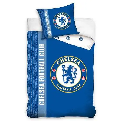 Chelsea FC Single Duvet Cover Set 100% Cotton EU Size Football 2-in-1 Design • £30.99