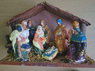 Vintage 1970's Porcelain Nativity Stable Scene (7 Piece) • £47.99