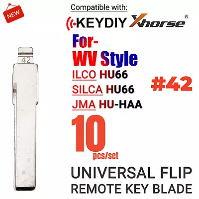 10Pcs Metal Blank Uncut Flip KD Remote Key Blade Type #42 HU66 For HU-HAA For WV • $8.99