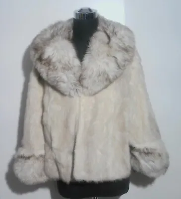 Genuine Mink Fur Stroller Shawl Cape W/ Silver Fox Fur Shawl Collar & Cuffs  • $310