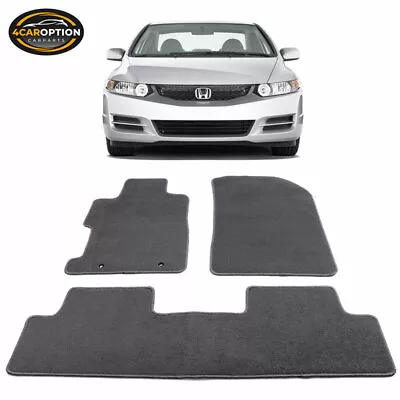 Fits 06-11 Honda Civic Floor Mats Carpet Front & Rear Gray 3PC - Nylon • $49.99