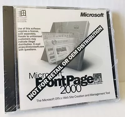 Microsoft Frontpage 2000 CD-ROM W/ Product Key New Sealed • $25