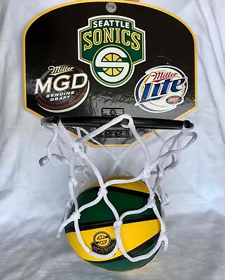 Seattle Supersonics Sonics NBA Miller Lite MGD Mini Basketball & Hoop Set NEW • $26