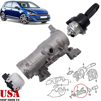 Ignition Starter Switch Cylinder Lock Bareel & Key   For VW Golf Rabbit Jetta • $25.19