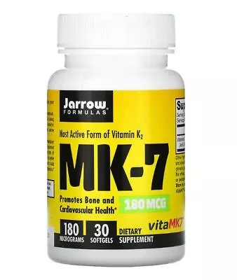 Jarrow Formulas MK-7 Most Active Form Of Vitamin K2 180mcg 30 Softgels • £19.04