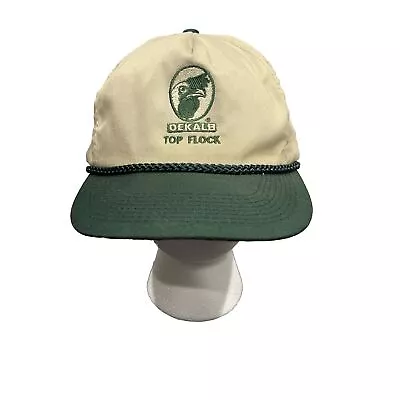 Vtg Otto Cap Dekalb Top Flock Hat Beige & Green SnapBack • $13.99