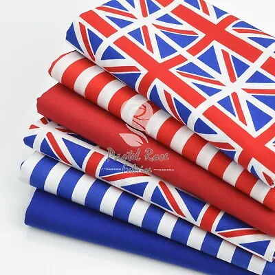 British Flag Union Jack Novelty 100% Cotton Poplin Fabric H Metre Bundle • £3.50