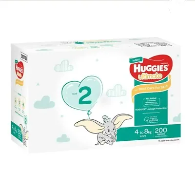 $144.99 • Buy New Huggies Unisex Ultimate Nappies Size 2 Infant (4-8 Kg) 200 Nappies