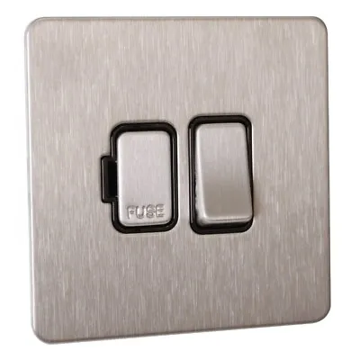 GET Ultimate Screwless 13A Flat Plate Switched Fused Spur Stainless Steel • £10.78