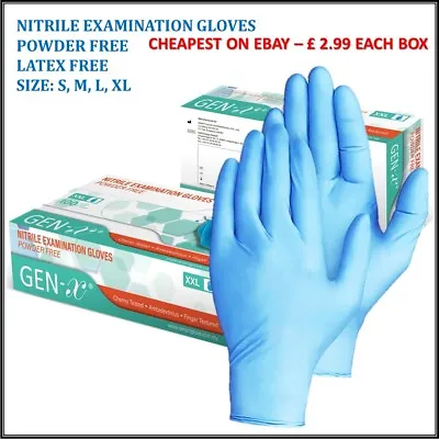 1000 Disposable Nitrile Gloves Powder Latex Free Blue Medical Surgical Size S-xl • £0.99