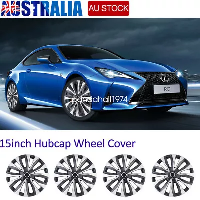 4x Car Vehicle Wheel Rim Skin Cover 15inch/35cm Hubcap Wheel Cover Silver&Black • $50.34