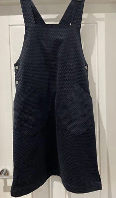 £45 • Buy Brora Pinafore Dress Navy Velvet Cotton Lined Size 10 Chevron VGC