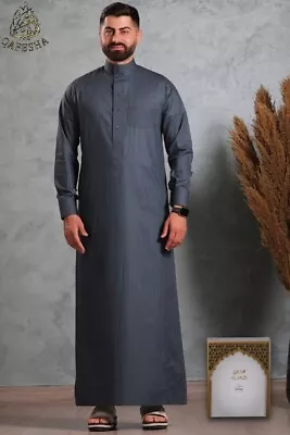 Men's Long Sleeve Thobe Middle East Dishdasha Arab Kaftan Islamic Long Dress • $83.47