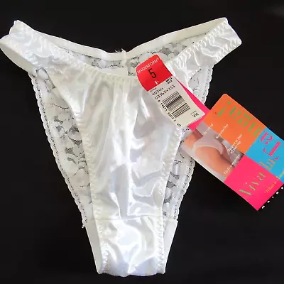 VTG NWT Maidenform Viva La Tanga Panties Shiny Lycra Spandex Lace Size 5 WHITE • $34.99