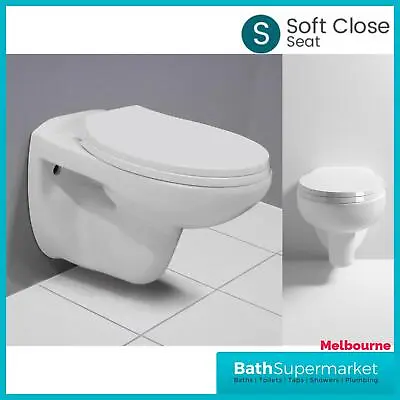 £95 • Buy Cheapest Wall Hung Toilet Bathroom Pan & Soft Close Seat Round FAST DELI