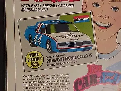 Nascar Race Stock Car Monogram Plastic Model T-shirt Print Ad~ Vintage Orig 1985 • $14.95