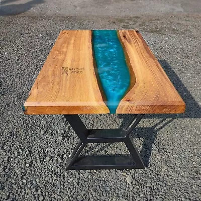 Epoxy Resin Coffee Table Of Oak Wood 30x18 Inch • $499