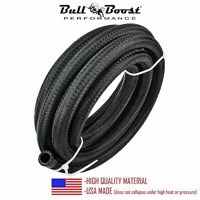 Black Fuel Hose Oil Gas LineAN6-AN8-AN10 Nylon/Stainless Steel Braided BOOSTED • $19.99