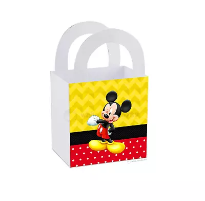 8 Mickey Mouse Treat Box Party Favor Loot Goody Bag Birthday  3  X 3   • $11