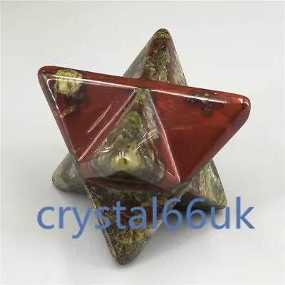 Natural Dragon Blood Merkaba Star Carved Quartz Crystal Skull Point Healing 1pc • £11.99
