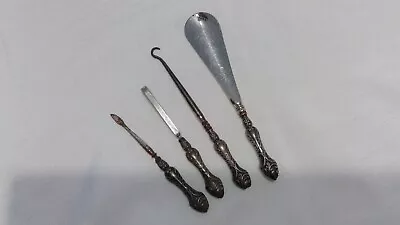 Ladies Dresser Set 4 Piece English Silverplated With Ornate Handles. Vintage. • $33.98