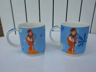 £9 • Buy Pair Of Quirky Cartoon Girl Stackable Mugs Great Design