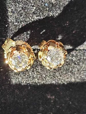 Mined Old Cut Diamond Earrings 14k Yellow Gold  • $152.50