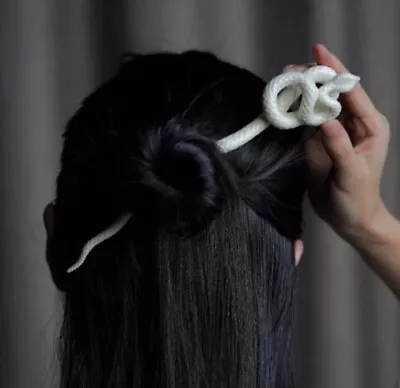 White Snake Hairpin Clip Hair Pick Thick Thin Hair Stick Serpent Boho NEW • $13.95