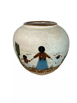 Vintage Tonala Mexican Pottery Vase Mother And Child Hand Painted • $29.99