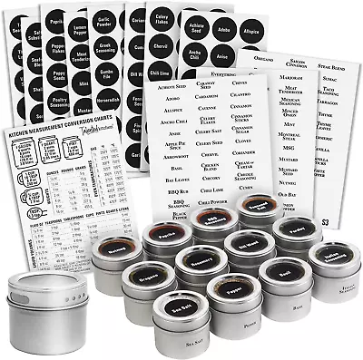 Set Of 12 Magnetic Spice Jars For Refrigerator Seasoning Containers With Shaker • $33.95