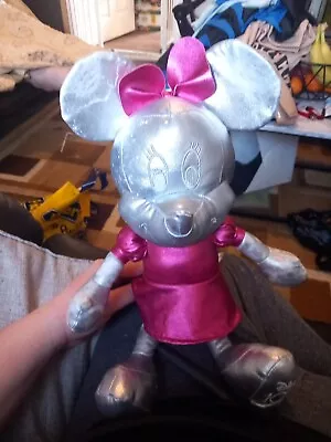 Minnie Mouse Plush - 100 Years Of Wonder - Disney - Metallic Chrome Pink Silver • £10