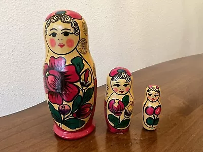 Vintage Matryoshka Nesting 3 Dolls Set Made In USSR 70-80s Babushka • $10