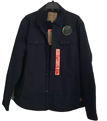 JACHS STRETCH  SHERPA LINED CANVAS SHIRT JACKET ~ SIZE M-L (labelled M) ~ NAVY • £39.99