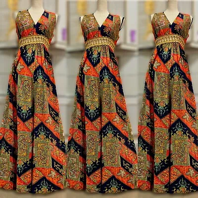 VINTAGE 60s-70s Psychedelic Palazzo Jumpsuit (M 28” Waist) NYE Holiday Suit • $315