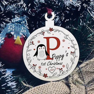 Baby 1st First Christmas Initial Bauble Personalised Tree Decoration Baby Girl • £4.99