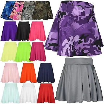 New Girls Skater Skirts School Fashion Summer Plain Skirt 5 6 7 8 9 10 11 12 13Y • £6.99
