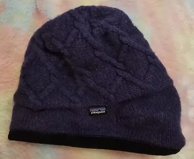 Patagonia Women's Purple HAT MERINO WOOL Cable Knit Winter Beanie CAP One Size • $18.99