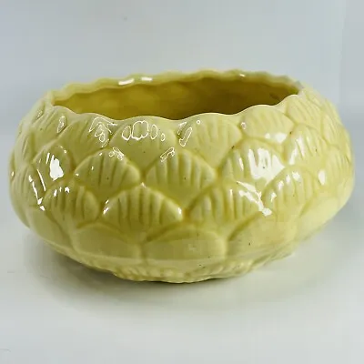 Moreno Ceramics Artichoke Large Planter Drippy Glaze Yellow California Art VTG • $29.95