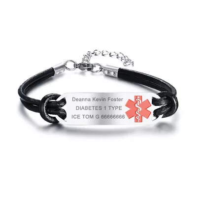 Life Saving Medical Alert ID Plate Men Women Bracelet Chain Free Laser Engraving • $4.90