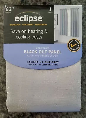 Eclipse Blackout Panel / Window Shade One Rod Pocket Panel 42  × 63  Samara Grey • $14.95