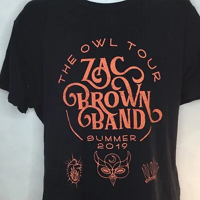 Zac Brown Band 2019 Concert Tshirt Owl Tour Shirt M Black Tee  • $22.49