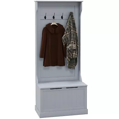 HOMCOM 28  3-In-1 Entryway Hall Tree With Storage Bench Coat Rack With Four ... • $233.57