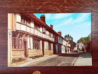 Cottages At Cerne Abbas Salmon Postcard • £1.60